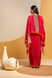 Taarani Pink Embellished Drape Skirt Set