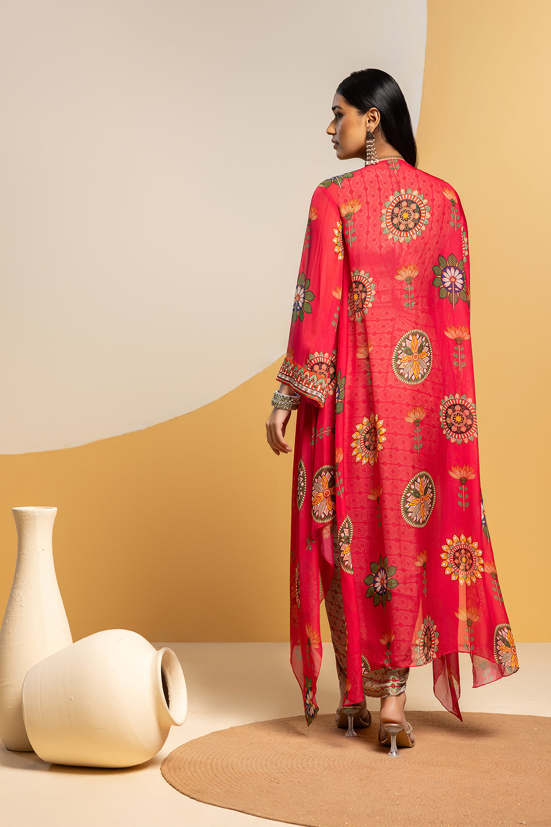 Taarani Multicolour Embellished Drape Dress Set