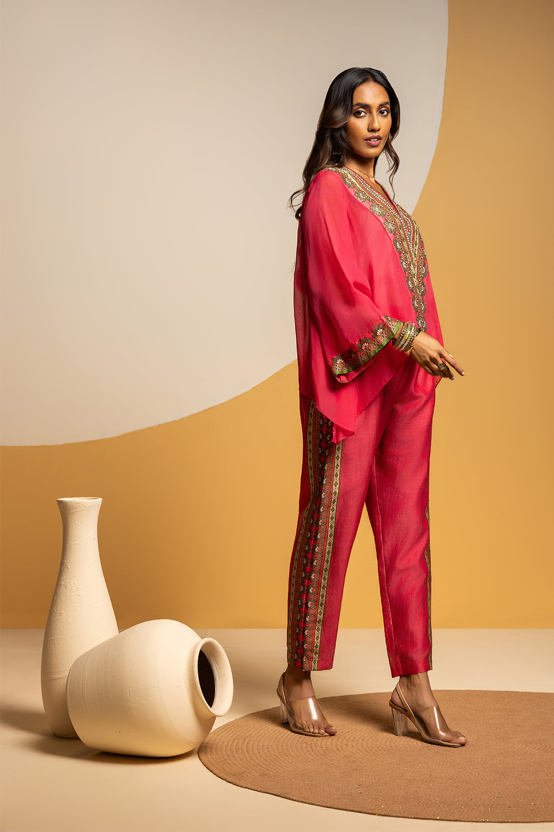 Taarani Pink Embellished V Neck Co-ord  Set