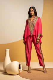 Taarani Pink Embellished V Neck Co-ord  Set