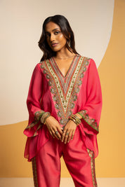 Taarani Pink Embellished V Neck Co-ord  Set