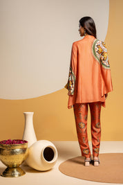 Taarani Rust Embellished Kimono Co-ord Set