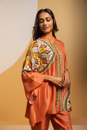Taarani Rust Embellished Kimono Co-ord Set