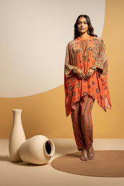 Taarani Rust Embellished Kimono Kurta Set