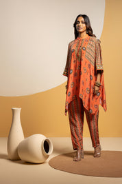 Taarani Rust Embellished Kimono Kurta Set
