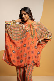 Taarani Rust Embellished Kimono Kurta Set