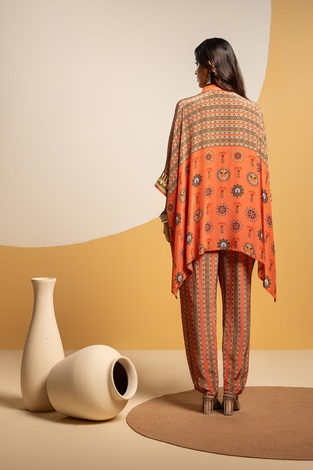 Taarani Rust Embellished Kimono Kurta Set
