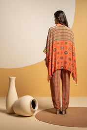 Taarani Rust Embellished Kimono Kurta Set