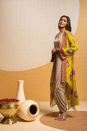 Taarani Multicolour Embellished Drape Dress Set