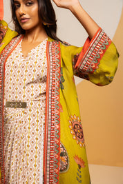Taarani Multicolour Embellished Drape Dress Set