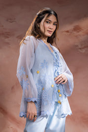 Alisa Embroidered Tie Up Detailed Top With Pants