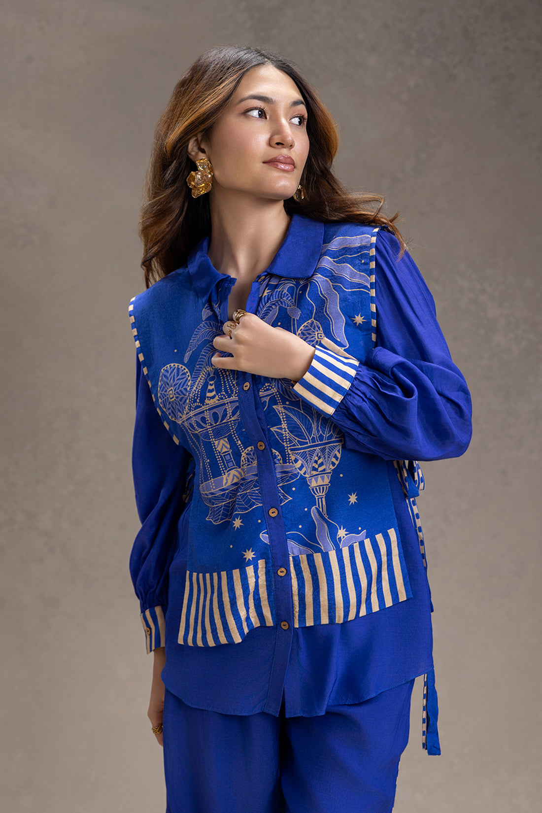 Kyomi Bib Style Shirt With Pants
