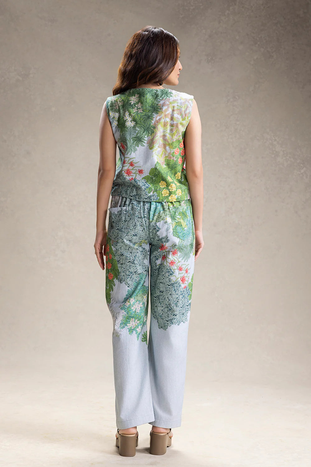 Blume Printed Tie Up Top And Pants