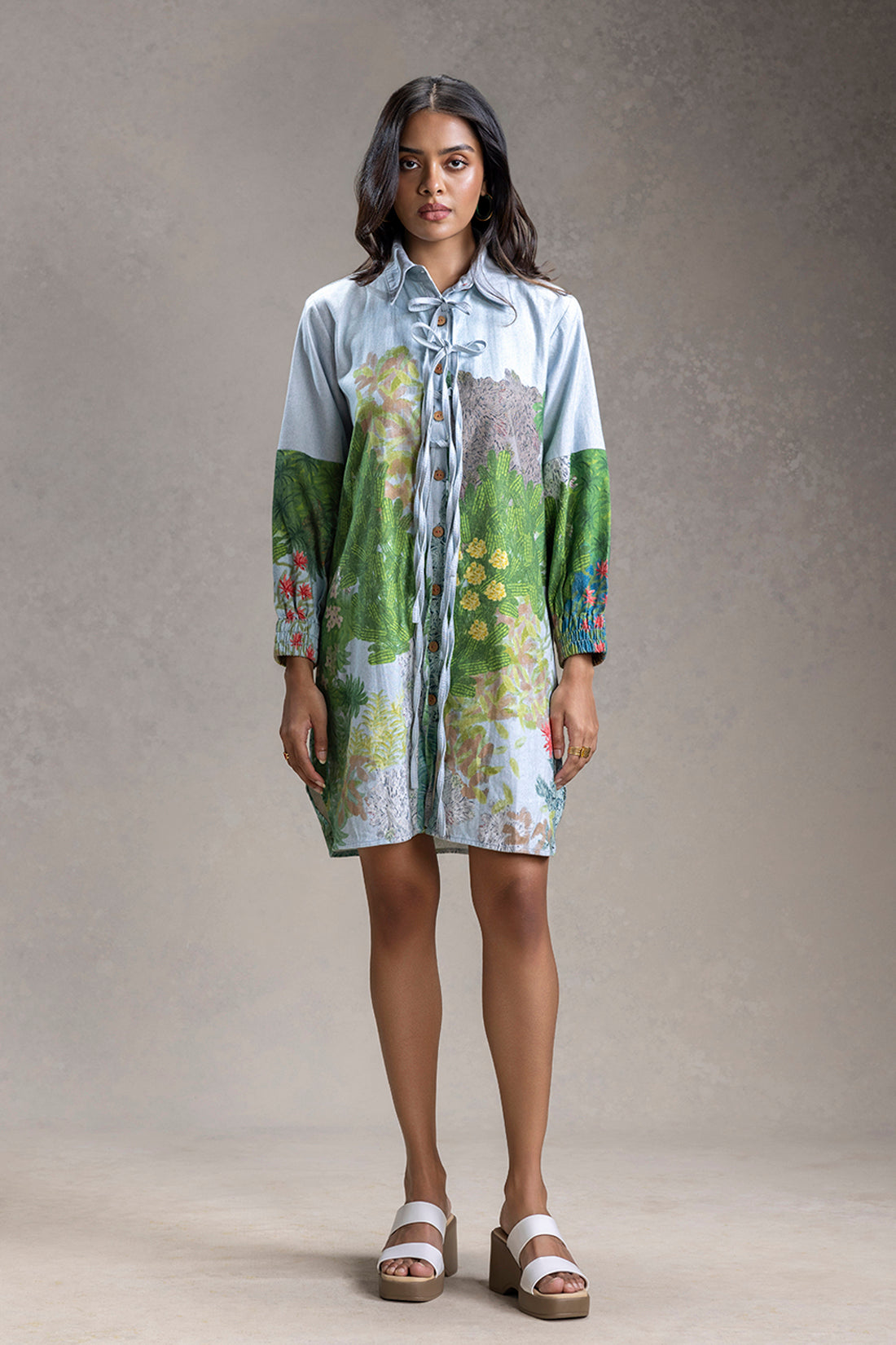 Blume Tie Up Detailed Shirt Dress