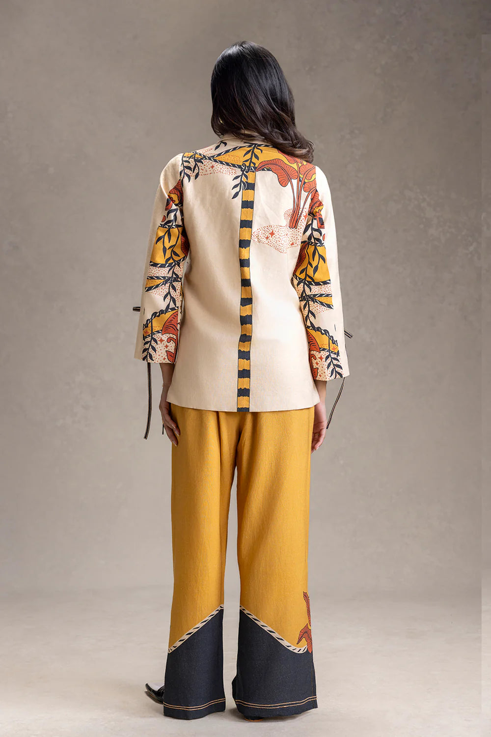 Kyomi Printed Tie Detail Shirt And Pants