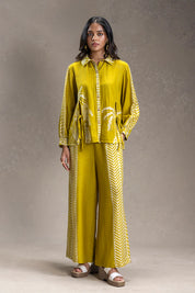 Kyomi Printed Slit Detail Shirt And Pants