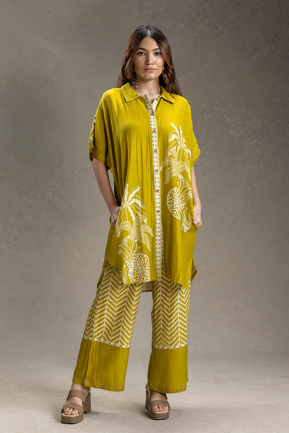 Kyomi Printed Kimono Kurta Set