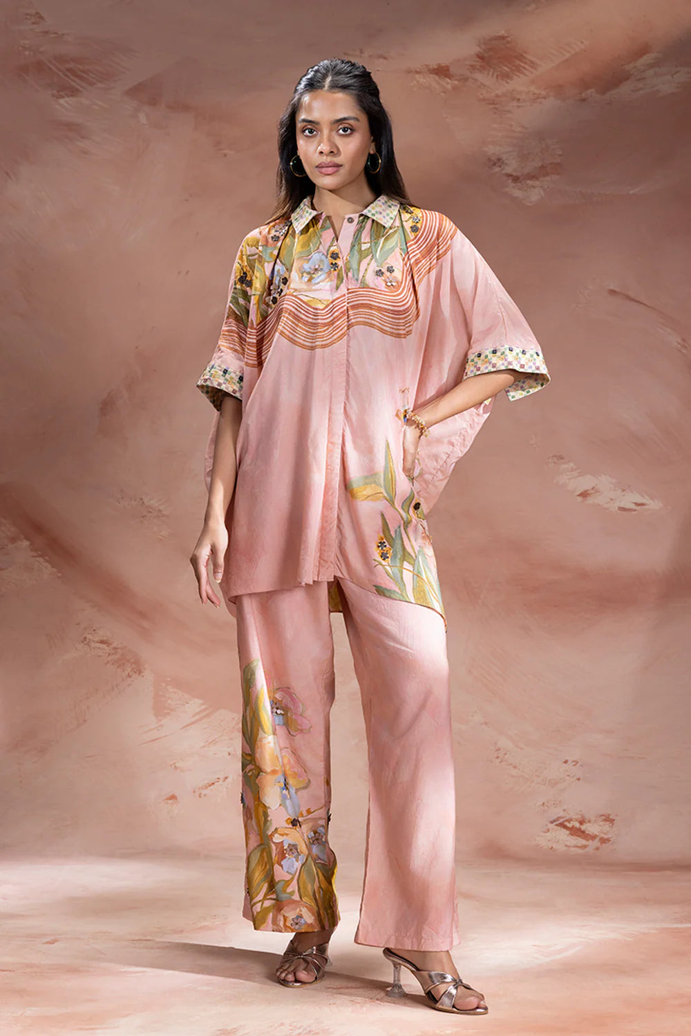 Zeya Embellished Kimono Tunic And Pants