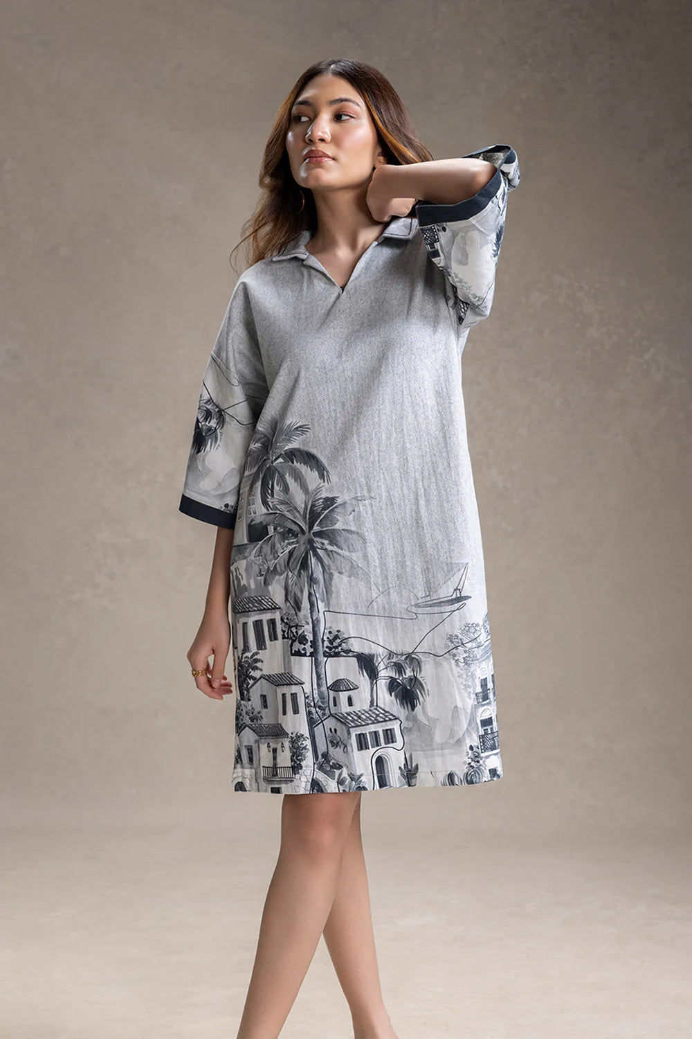 Reviera Printed Boxy Dress