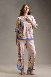 Reviera Printed Neck Detail Top And Pants