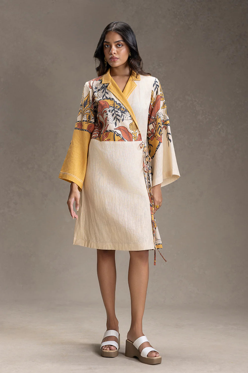 Kyomi Printed Overlap Dress