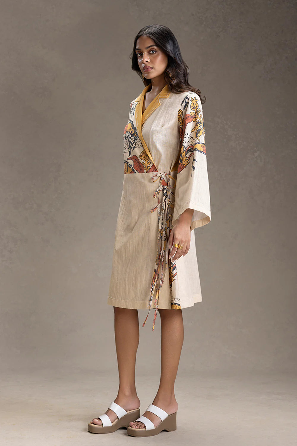 Kyomi Printed Overlap Dress