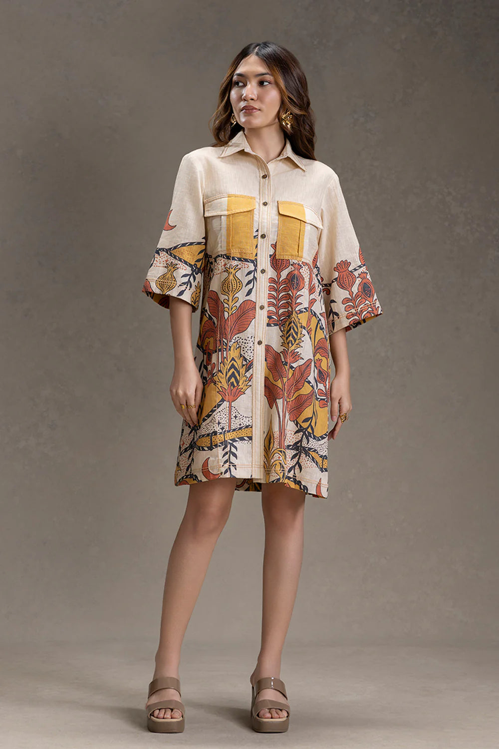 Naomi Printed Boxy Shirt Dress