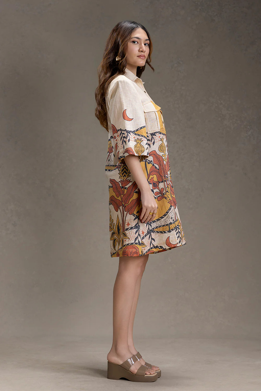 Naomi Printed Boxy Shirt Dress
