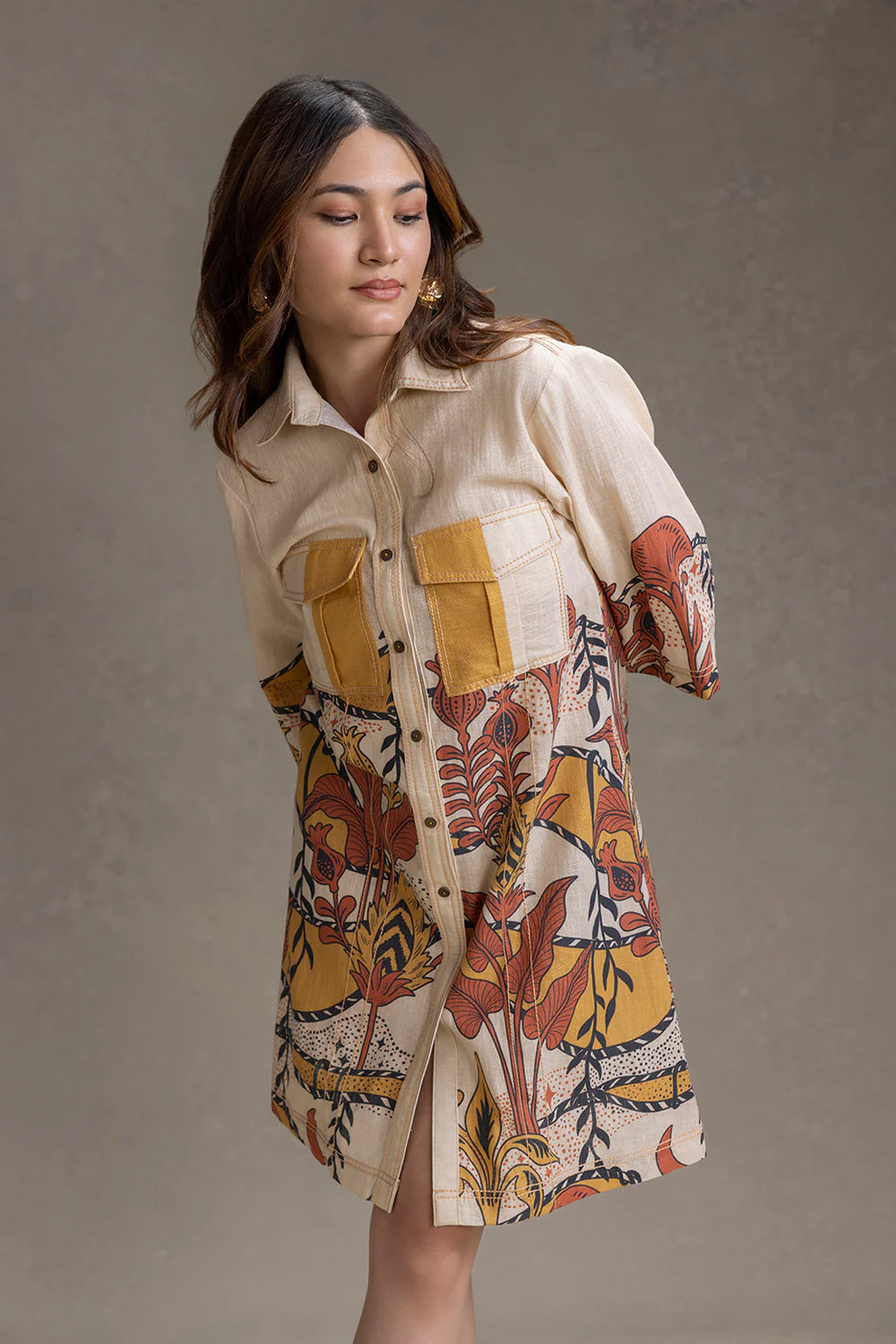 Naomi Printed Boxy Shirt Dress