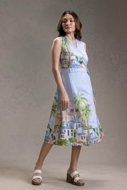 Reviera Printed Overlap A Line Dress