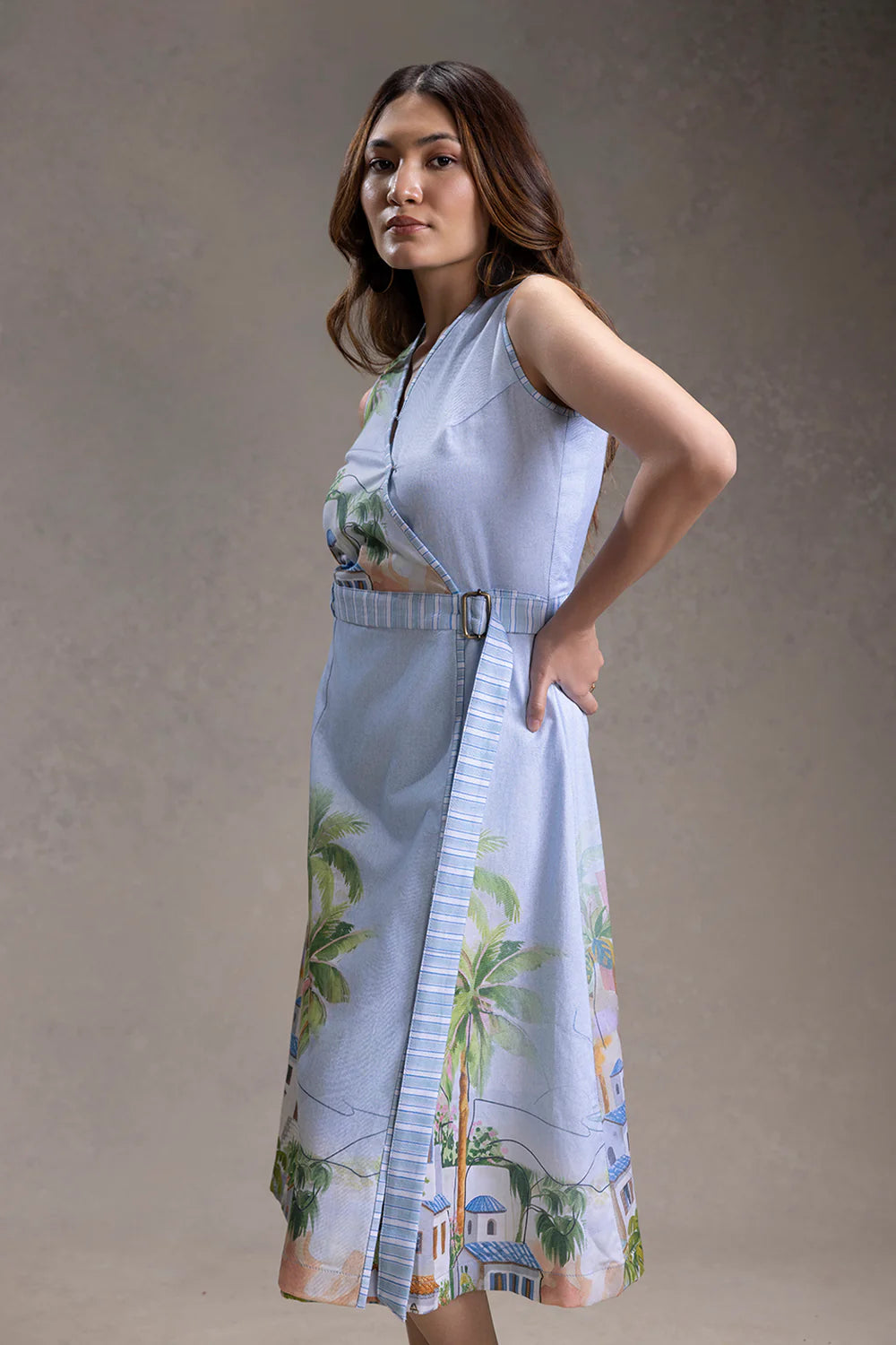 Reviera Printed Overlap A Line Dress