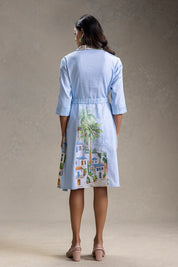 Reviera Printed Paneled Flared Dress