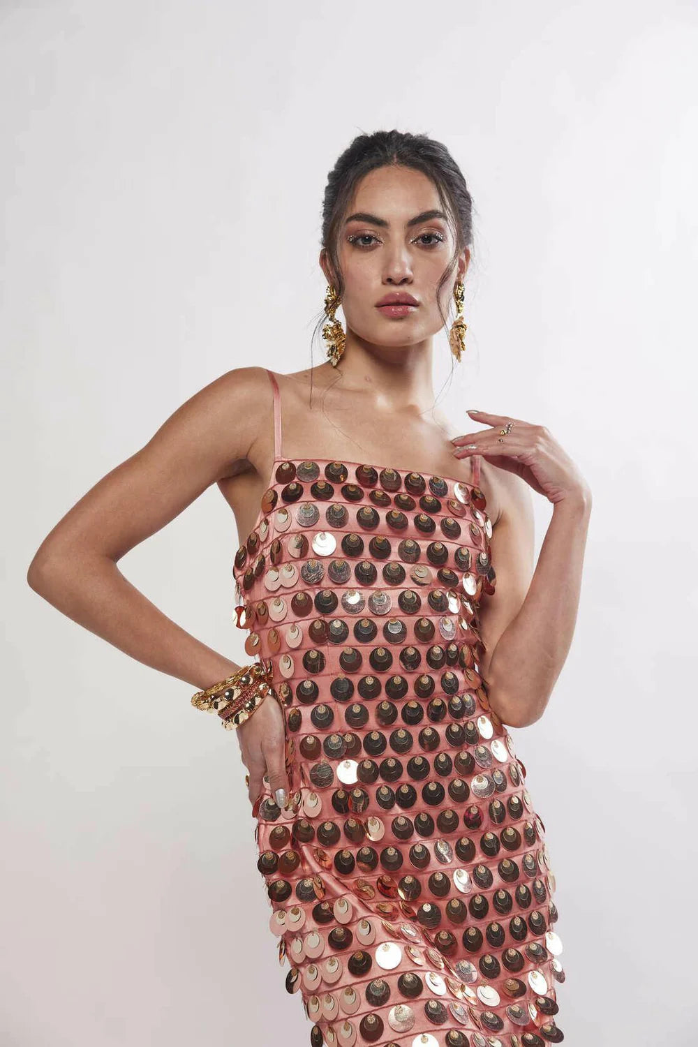 Sundaze Old Rose Metallic Sequin Maxi Dress