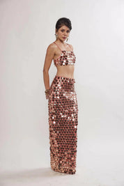 Sundaze Old Rose Metallic Sequin Co-ord Set