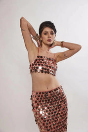 Sundaze Old Rose Metallic Sequin Co-ord Set