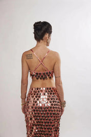 Sundaze Old Rose Metallic Sequin Co-ord Set