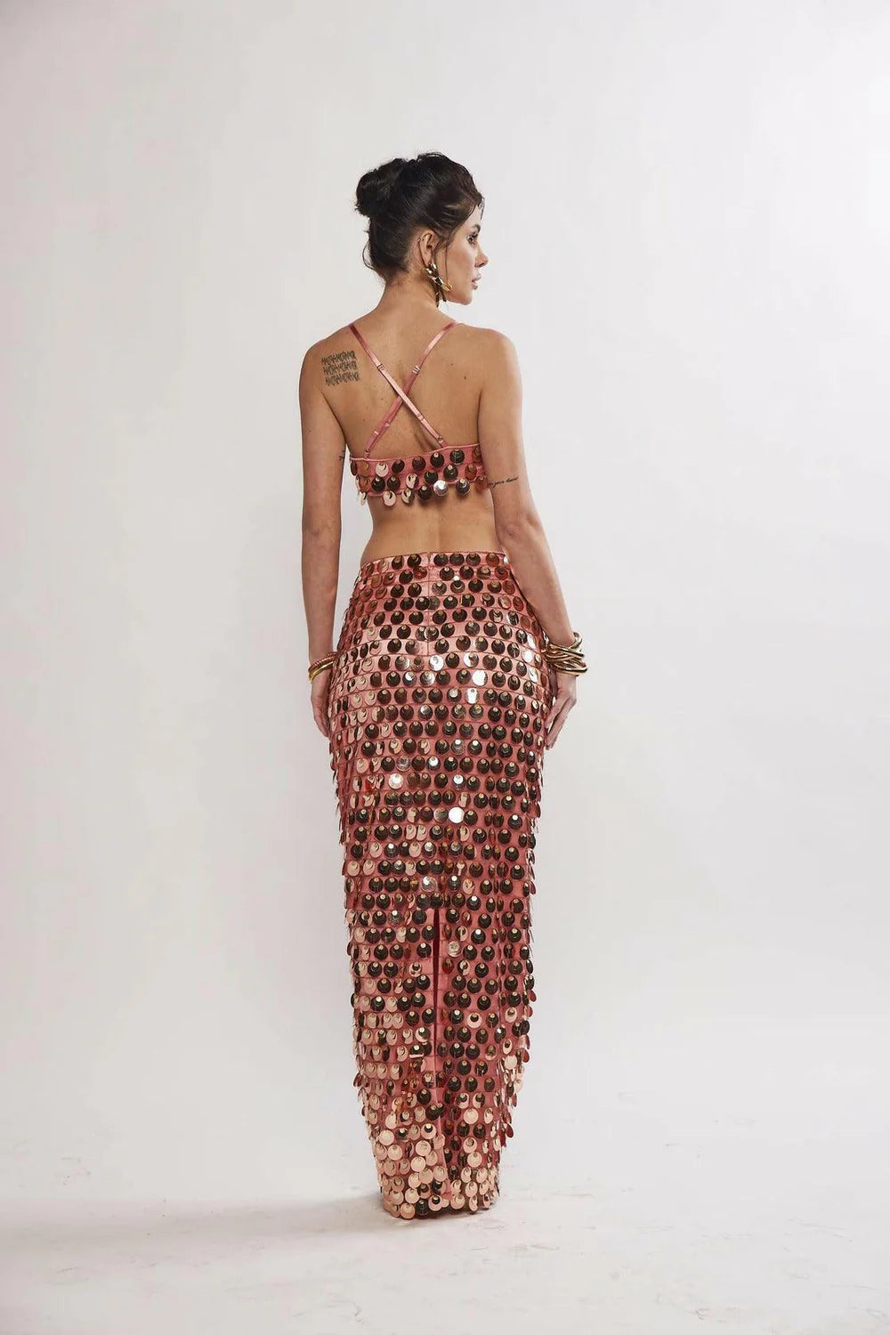 Sundaze Old Rose Metallic Sequin Co-ord Set