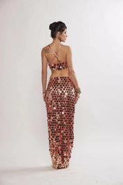 Sundaze Old Rose Metallic Sequin Co-ord Set