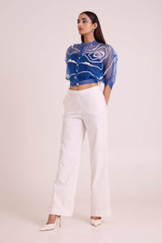 Riley Sheer Blue Organza Top & Pant Set