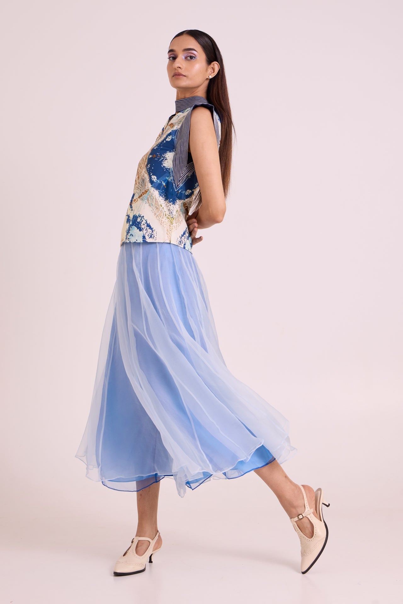 Niloy Drift Away Divided Skirt & Square Top