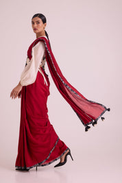 Manali Bishop Blouse With Pre-Draped Saree & Bib