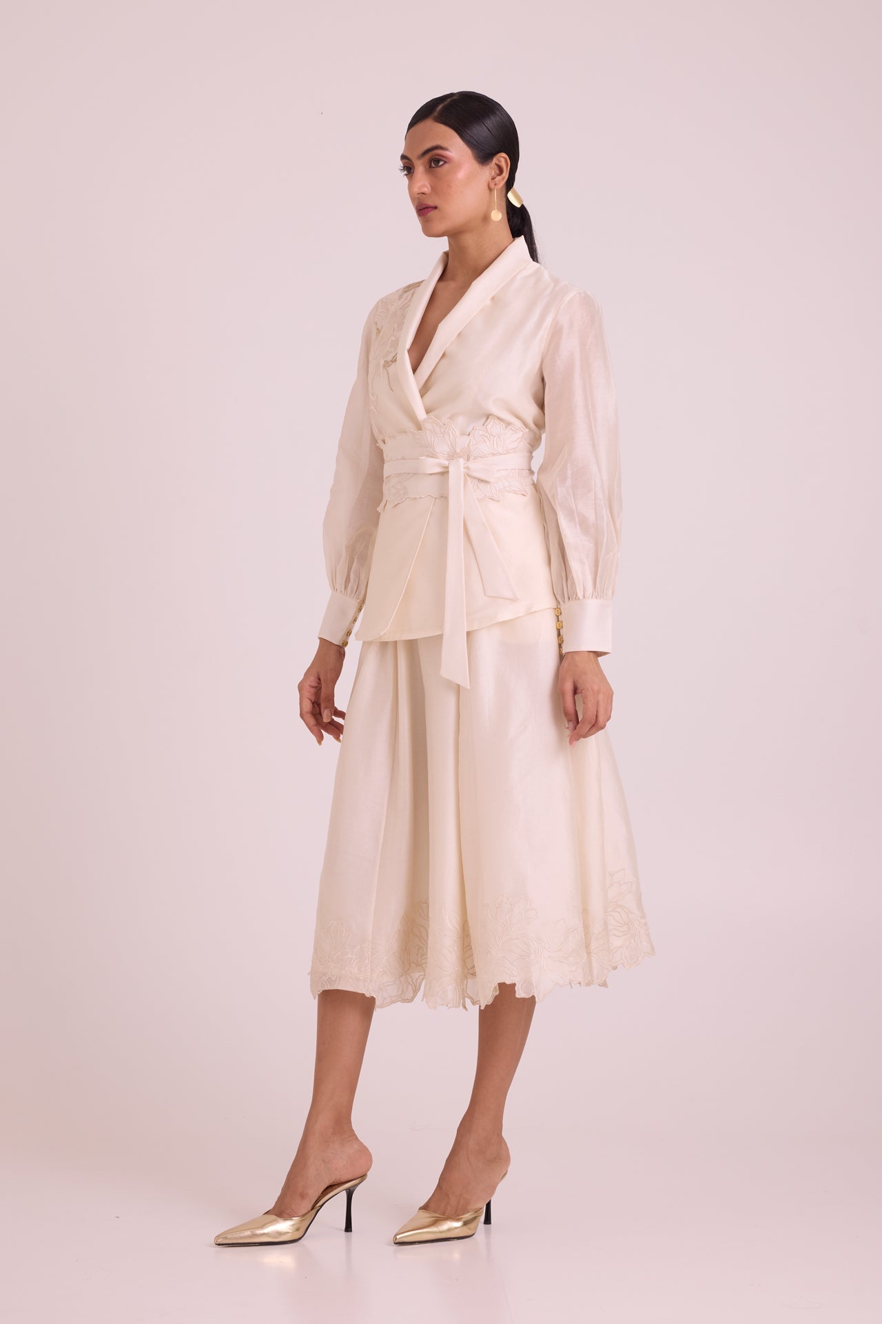 Murphy Broach Wrap Top & Duchess Skirt