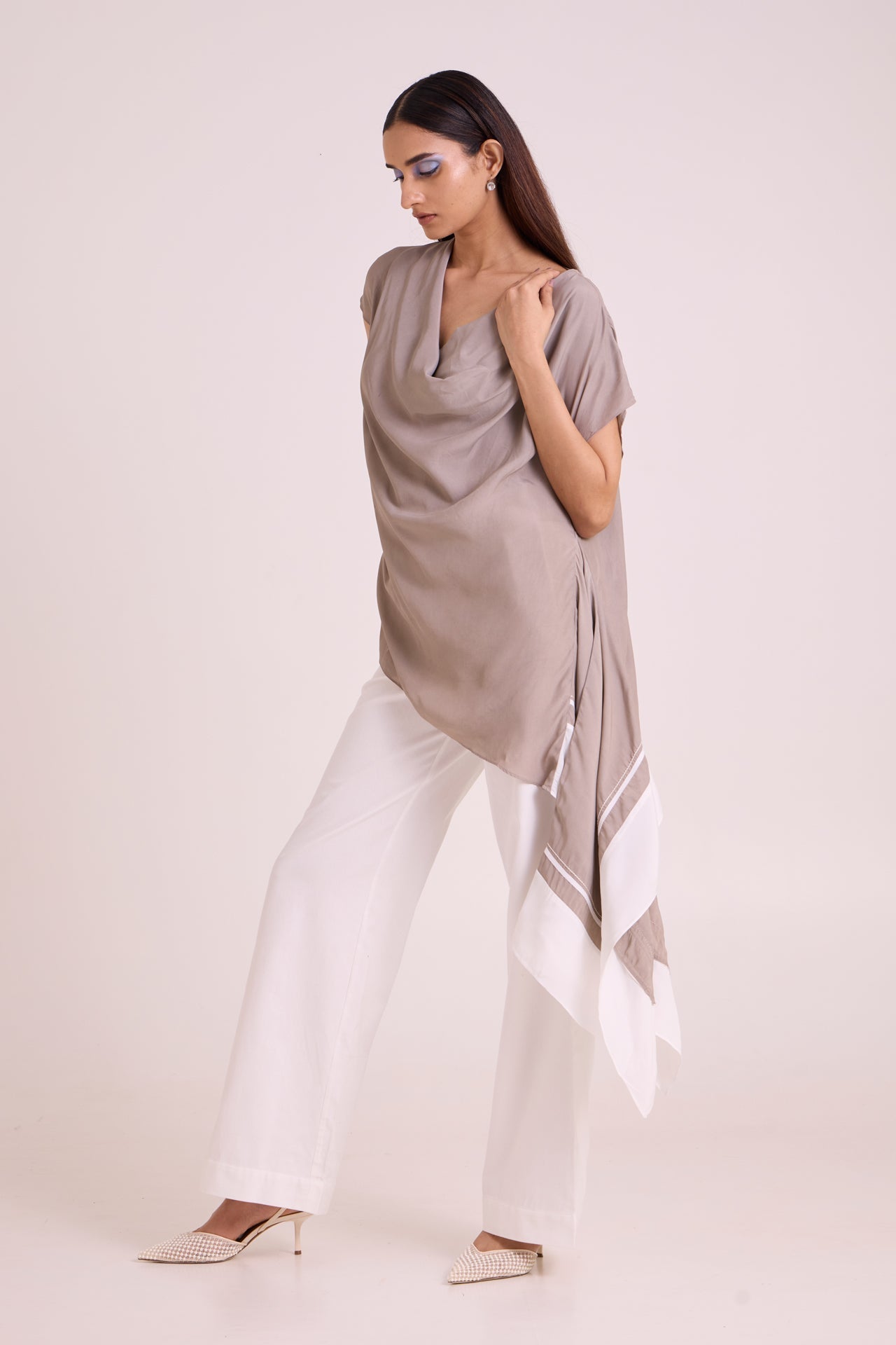 Vesa Graphite Cowl Top & Pant Set