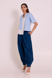 Shelly Panelled Blues Top & Pant Set