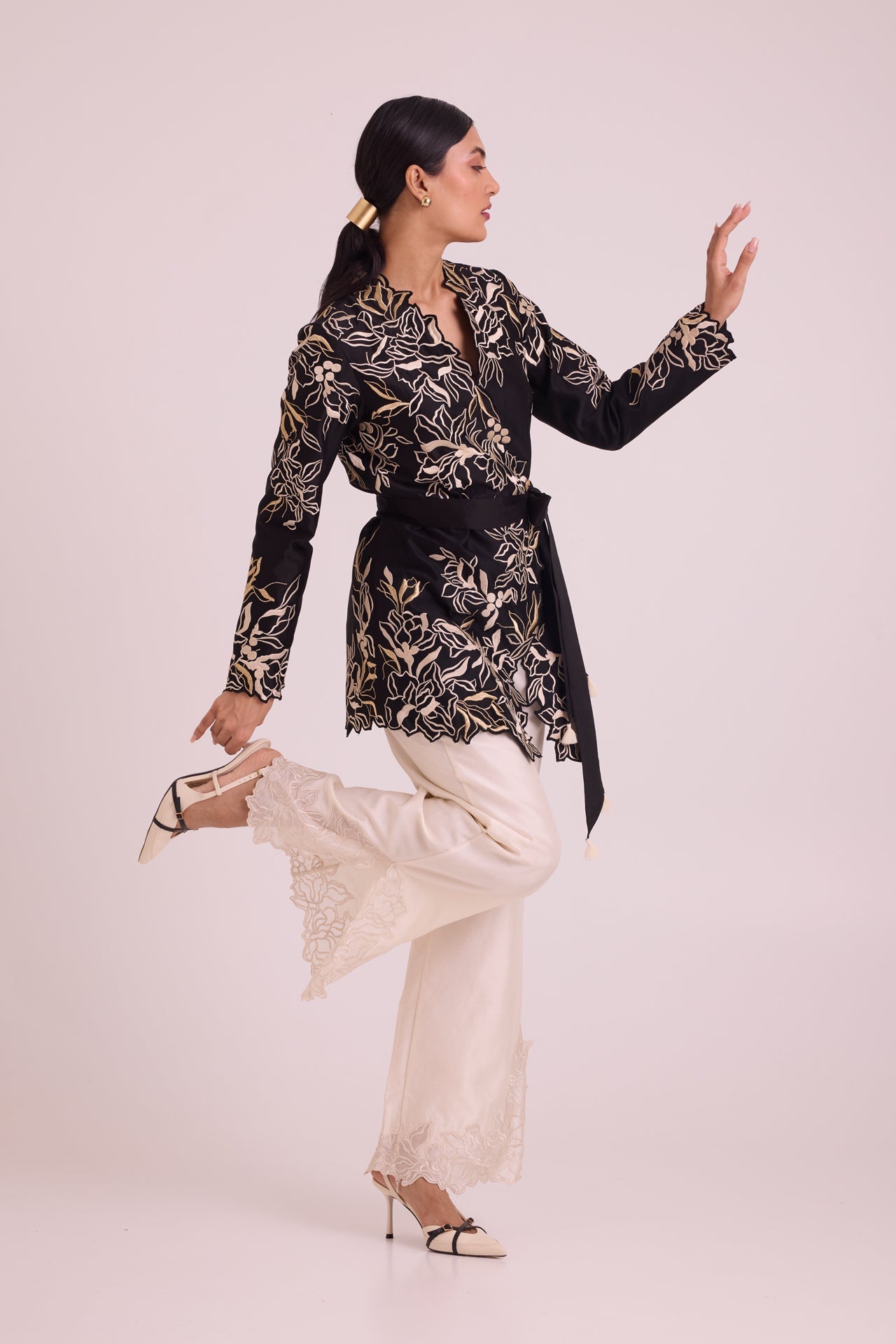 Farah Tendril Wrap Blazer & Cutwork Pants