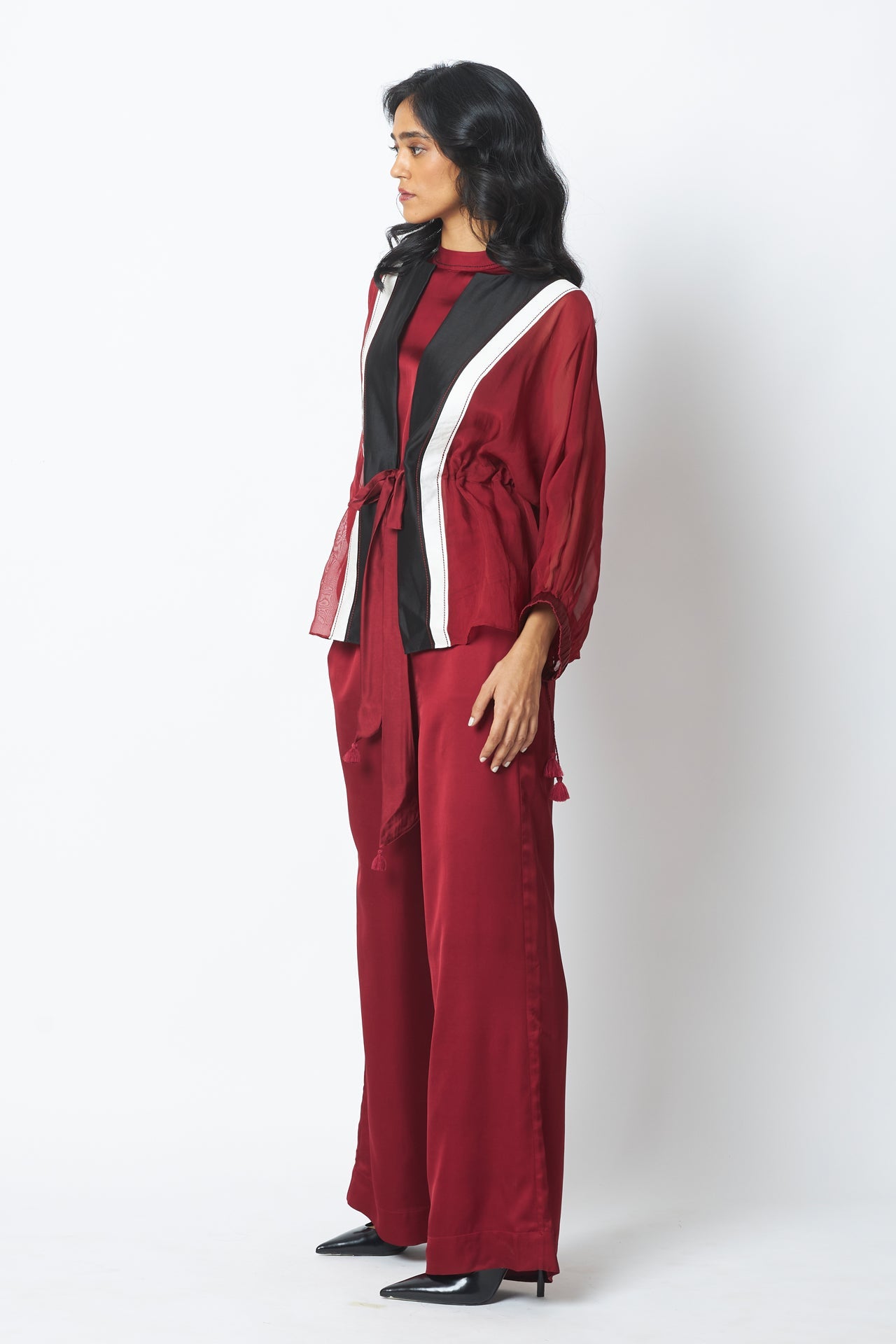 Carla Sheer Tie up Jacket & Pants