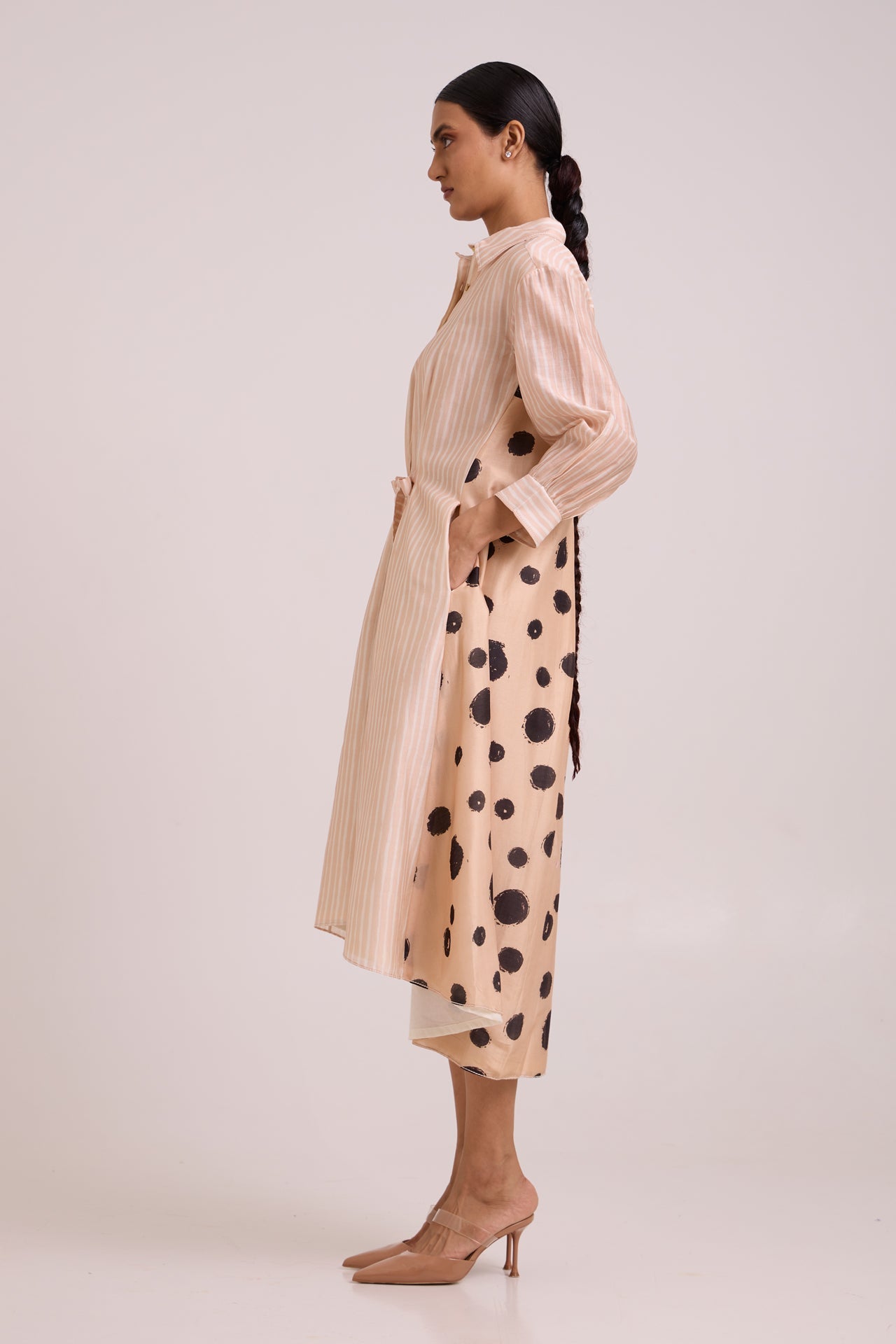Philo Almond Burst Back Drop Shirt Dress