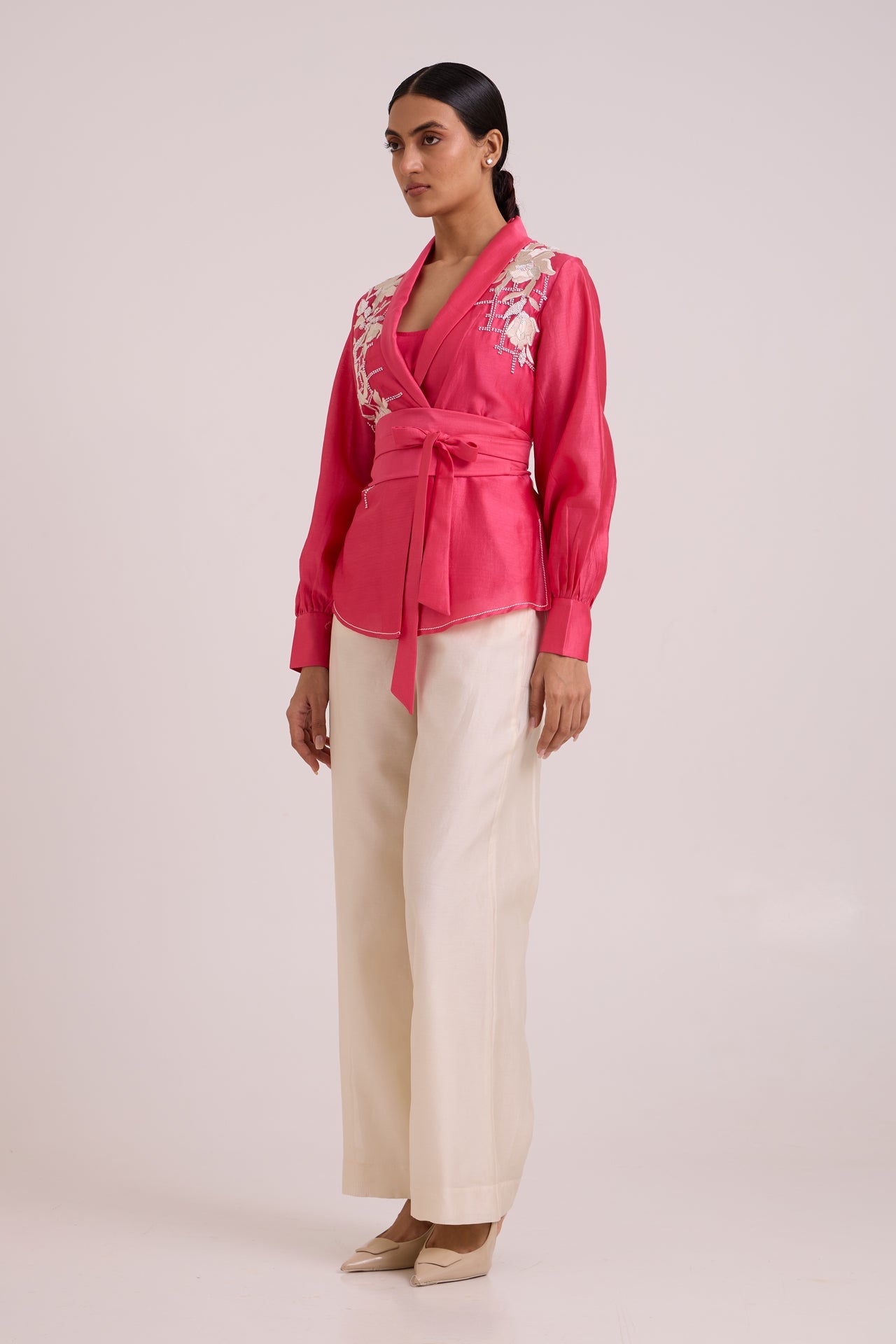Petra Wrap Blazer Top & Obi Belt & Pant Set