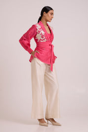 Petra Wrap Blazer Top & Obi Belt & Pant Set