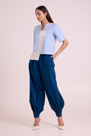 Shelly Panelled Blues Top & Pant Set